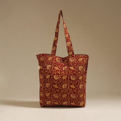 Handcrafted quilted sanganeri block printed fabric tote bag