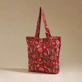 Handcrafted quilted sanganeri block printed fabric tote bag