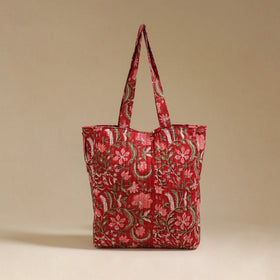 Handcrafted quilted sanganeri block printed fabric tote bag