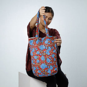  Handcrafted Quilted Sanganeri Block Printed Shoulder Bag 