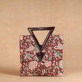 Red Handcrafted Sanganeri Printed Leather Hand Bag