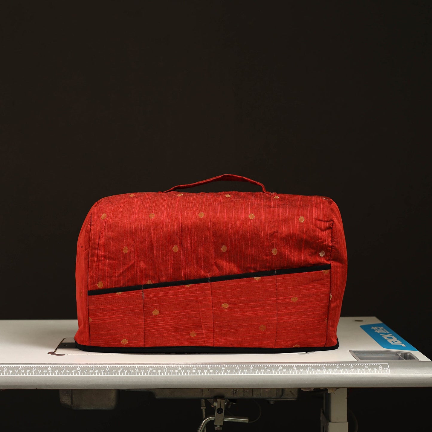 Handcrafted Silk Red Sewing Machine Cover 