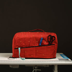 Handcrafted Silk Red Sewing Machine Cover 