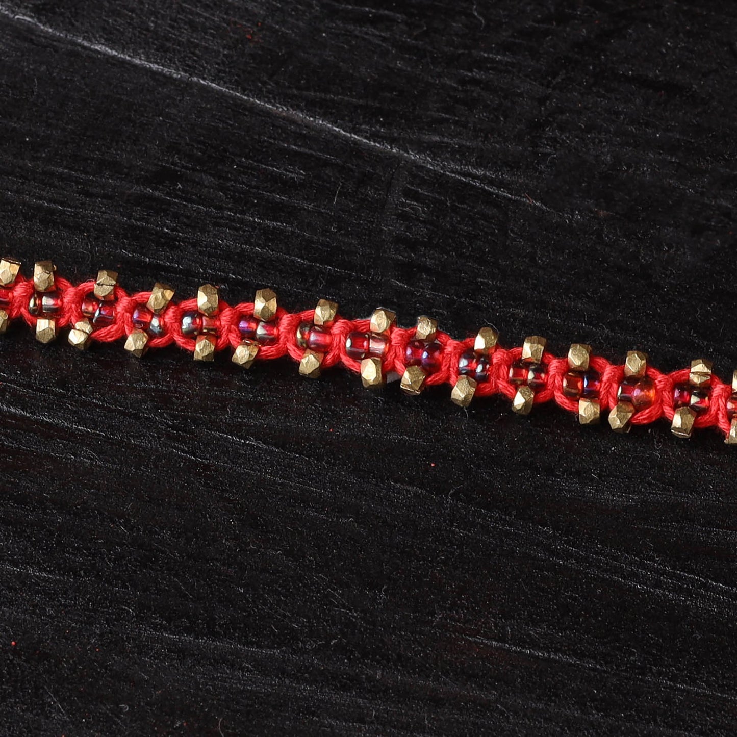 Handcrafted tribal dokra brass thread rakhi 16