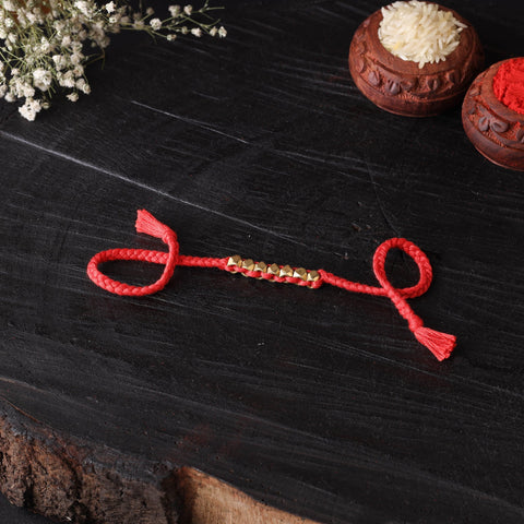 Handcrafted tribal dokra brass thread rakhi 22