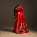 Red - handloom buti maheshwari saree with zari border 27