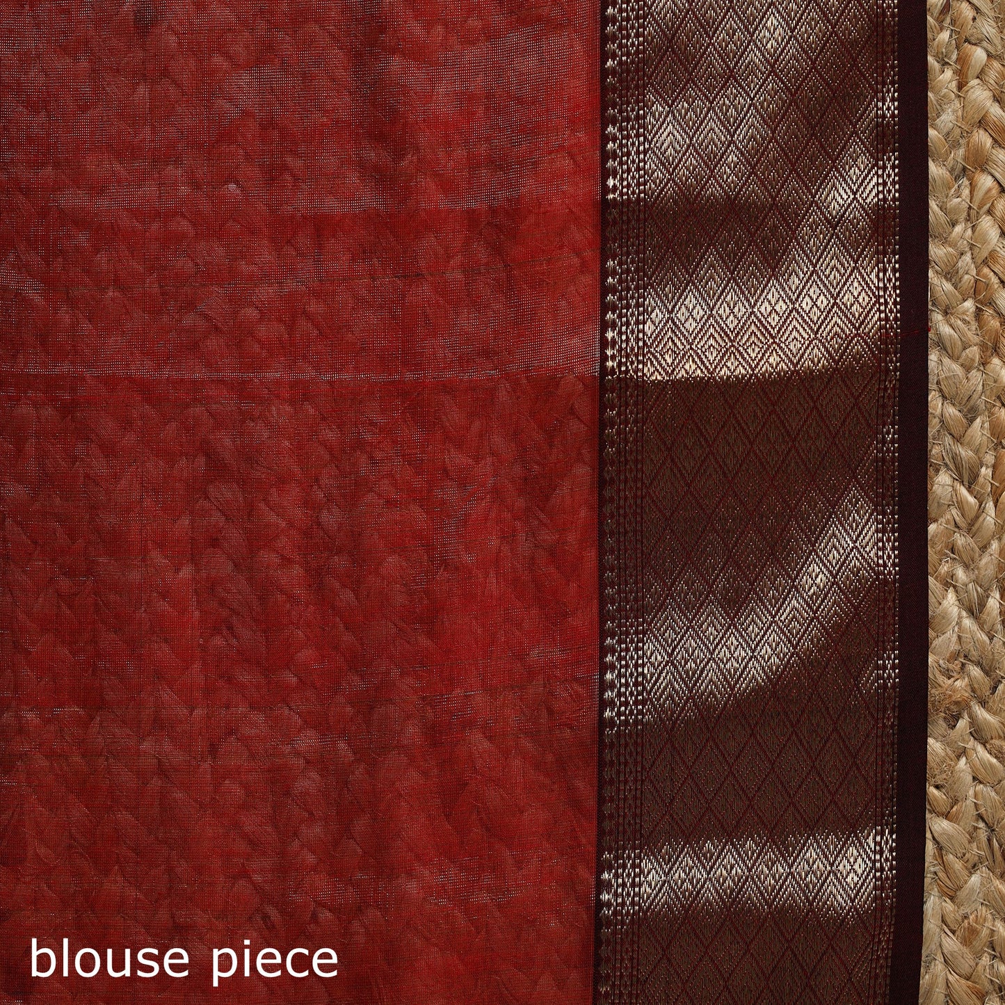 Red - handloom buti tissue zari maheshwari saree