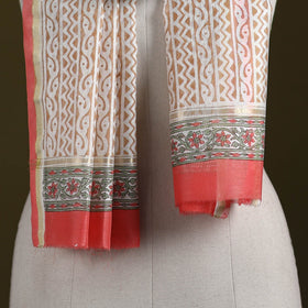 Handloom chanderi silk sanganeri stole 01 - handcrafted