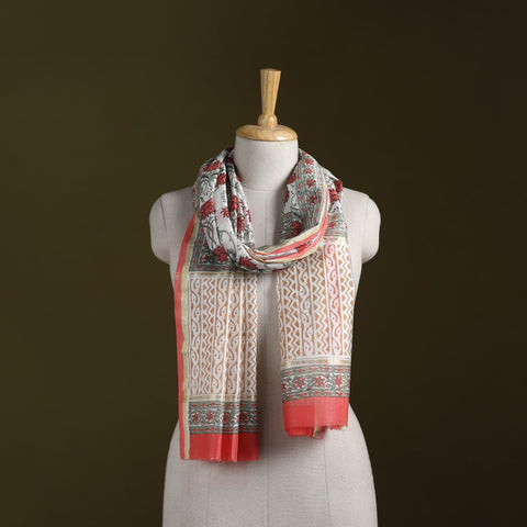 Handloom chanderi silk sanganeri stole 01 - handcrafted