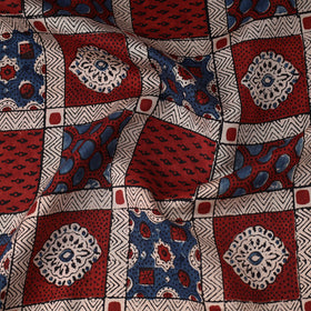  Handloom Chanderi Silk Block Print Ajrakh Fabric