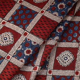  Handloom Chanderi Silk Block Print Ajrakh Fabric