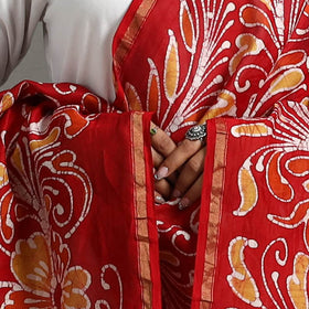 Buy Handloom Chanderi Silk Hand Batik Printed Dupatta