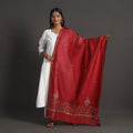 Red - handloom chanderi silk kashida embroidery dupatta 05