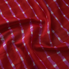 Red Handloom Chanderi Silk Mothra Tie-Dye Leheriya Fabric