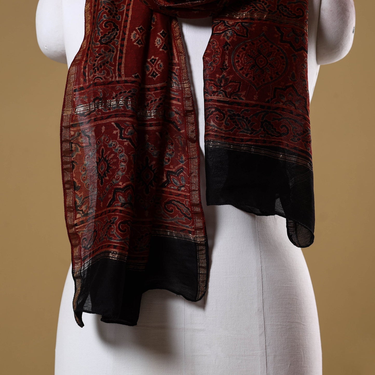 Handloom chanderi silk natural dyed stole 05 - handcrafted