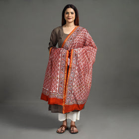 Buy Handloom Chanderi Silk Sanganeri Print Dupatta