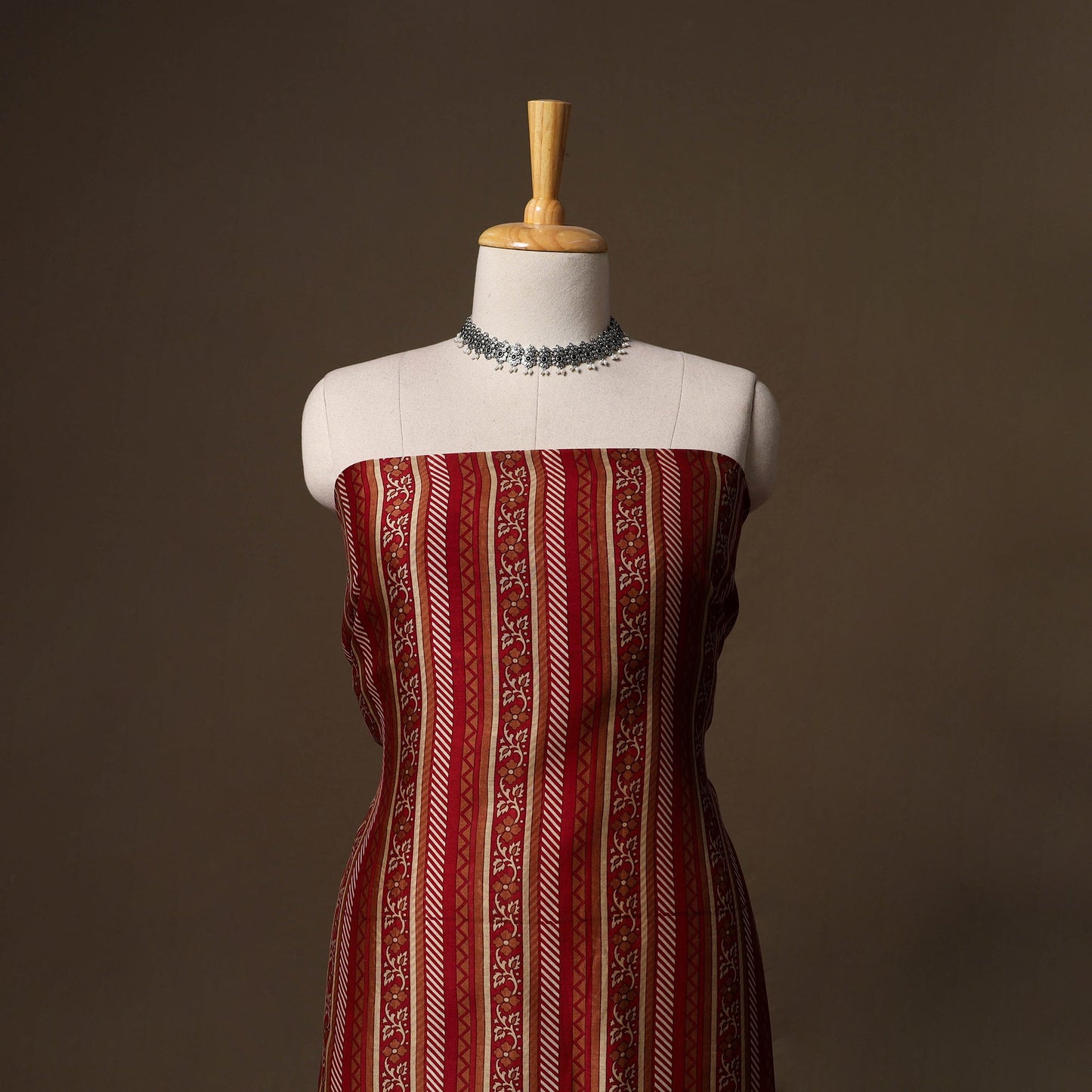 Handloom chanderi silk tagai work 3pc unstitched dress