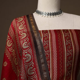 Handloom chanderi silk tagai work 3pc unstitched dress