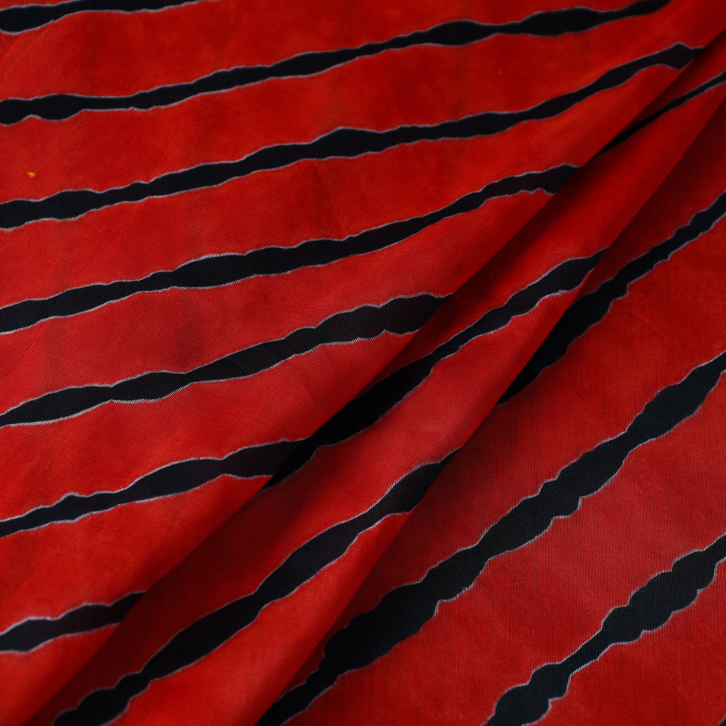 Red Handloom Chanderi Silk Tie-Dye Leheriya Fabric