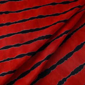 Red Handloom Chanderi Silk Tie-Dye Leheriya Fabric