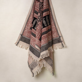 Buy Red Handloom Cotton Bagh Print Towel