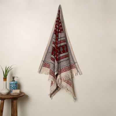Buy Handloom Cotton Bagh Print Towel 