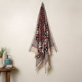 Red Handloom Cotton Bagh Print Towel