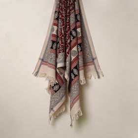 Red Handloom Cotton Bagh Print Towel