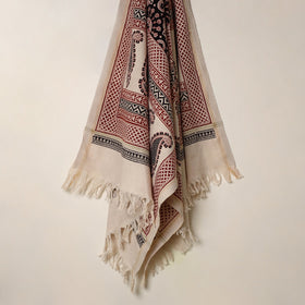 Buy Red Handloom Cotton Bagh Print Towel