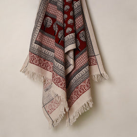 Buy Red Handloom Cotton Bagh Print Towel