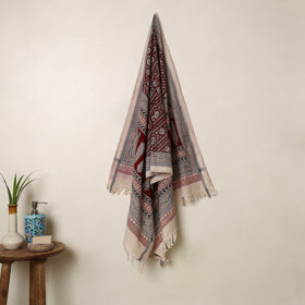 Buy Red Handloom Cotton Bagh Print Towel