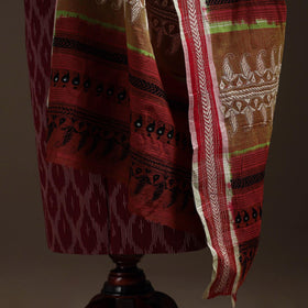 Brown - handloom cotton bengal hand kantha work dupatta 02