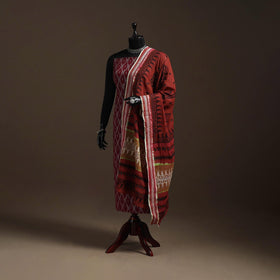 Brown - handloom cotton bengal hand kantha work dupatta 02