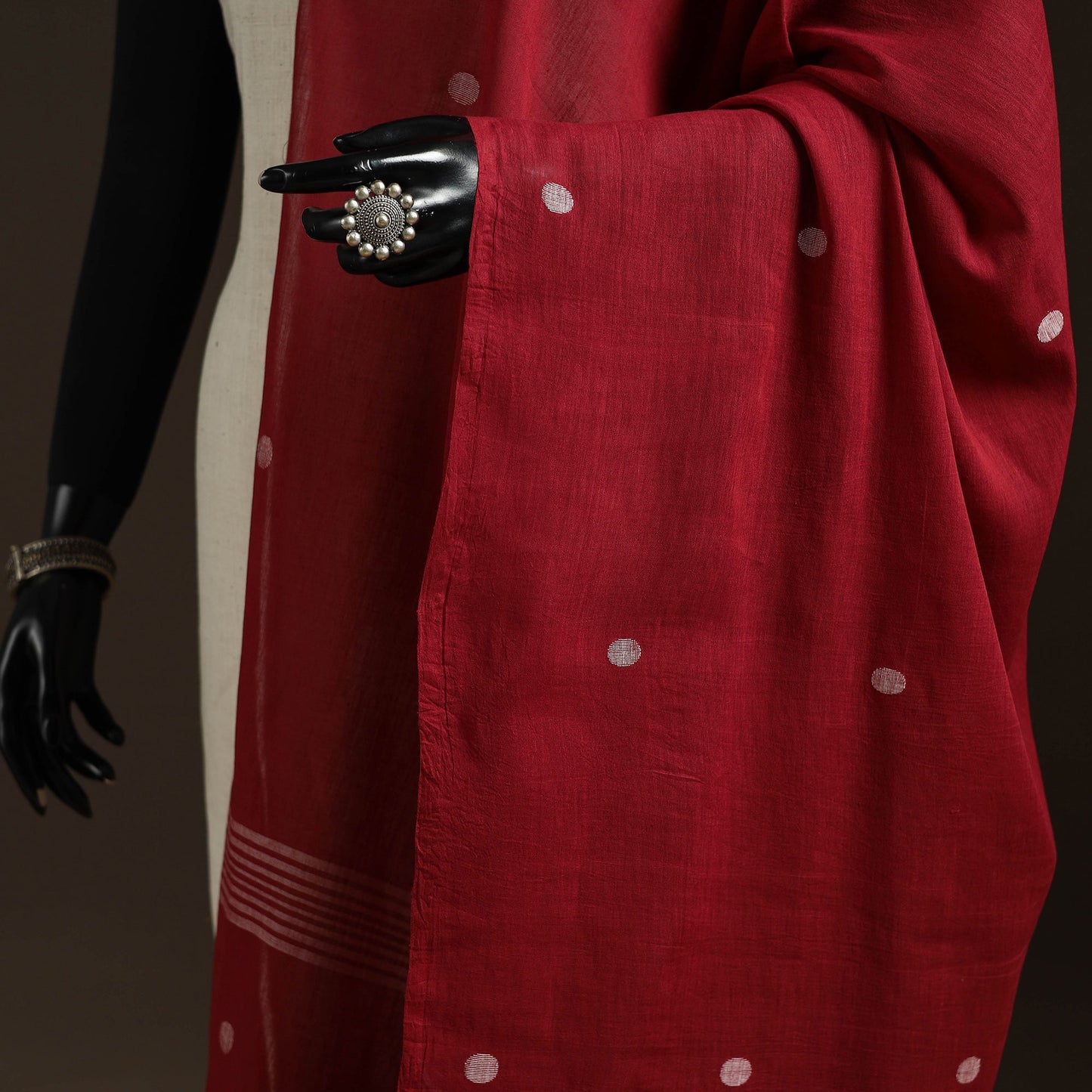 Handloom cotton bengal jamdani dupatta 21 - handcrafted