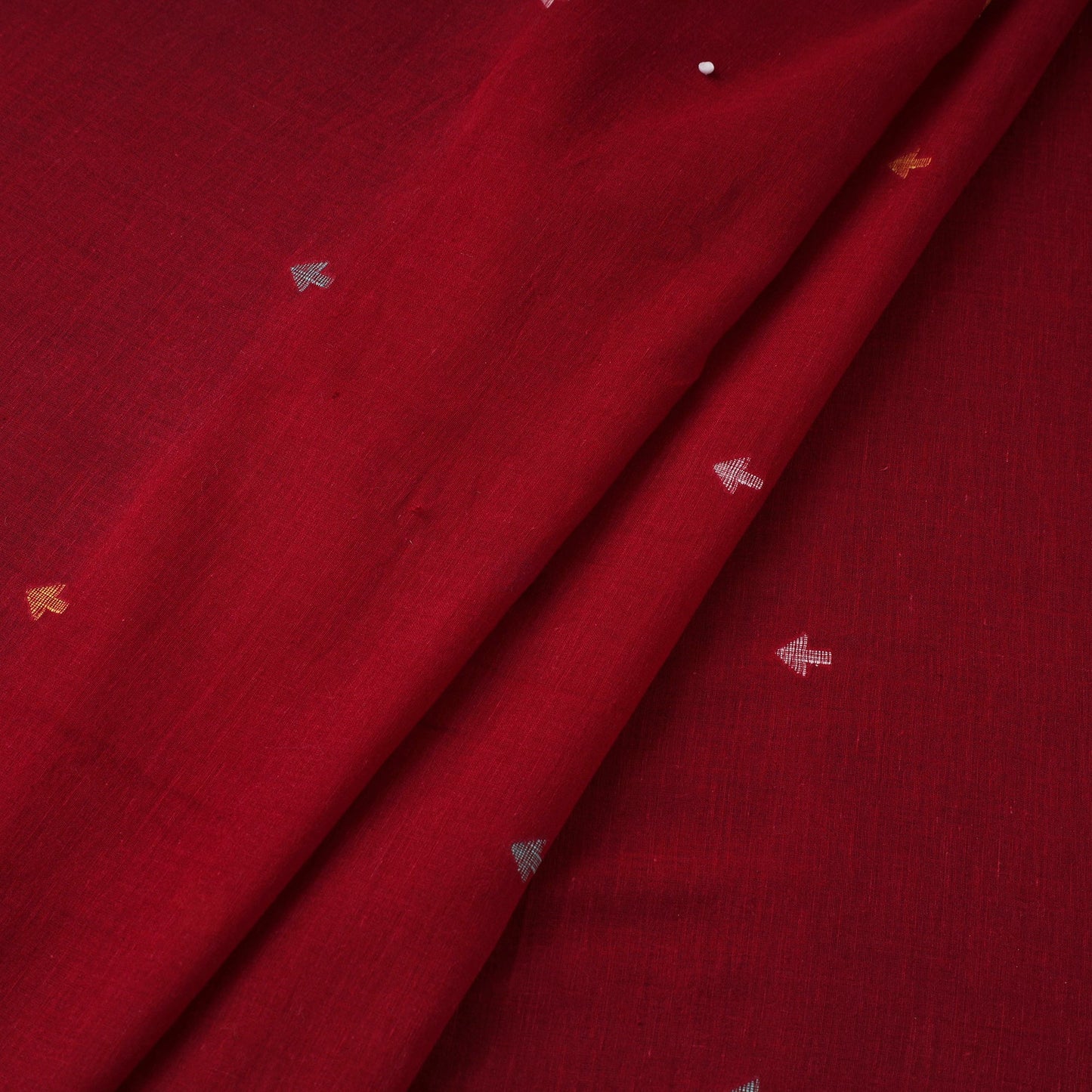 Red Handloom Cotton Bengal Jamdani Fabric