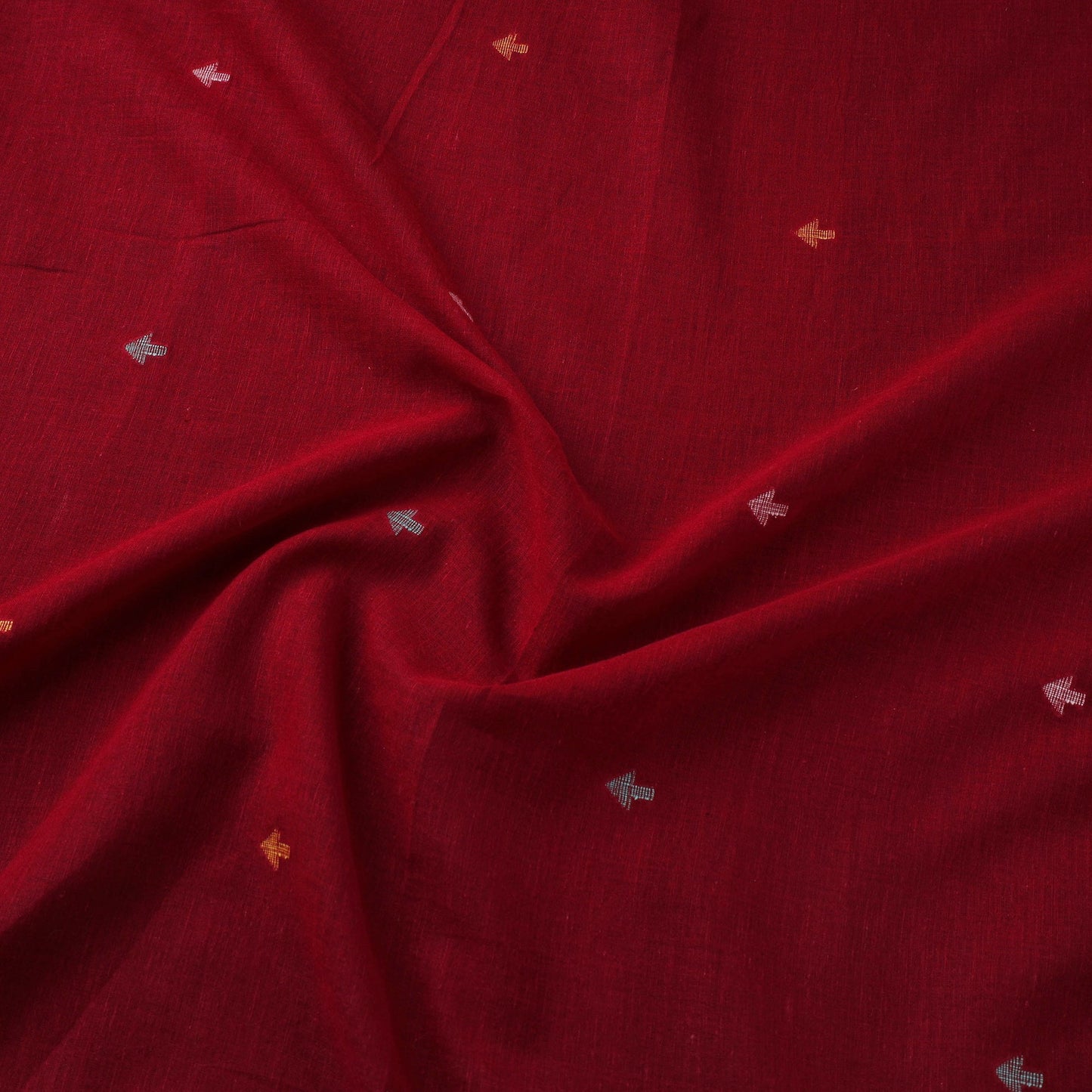 Red Handloom Cotton Bengal Jamdani Fabric