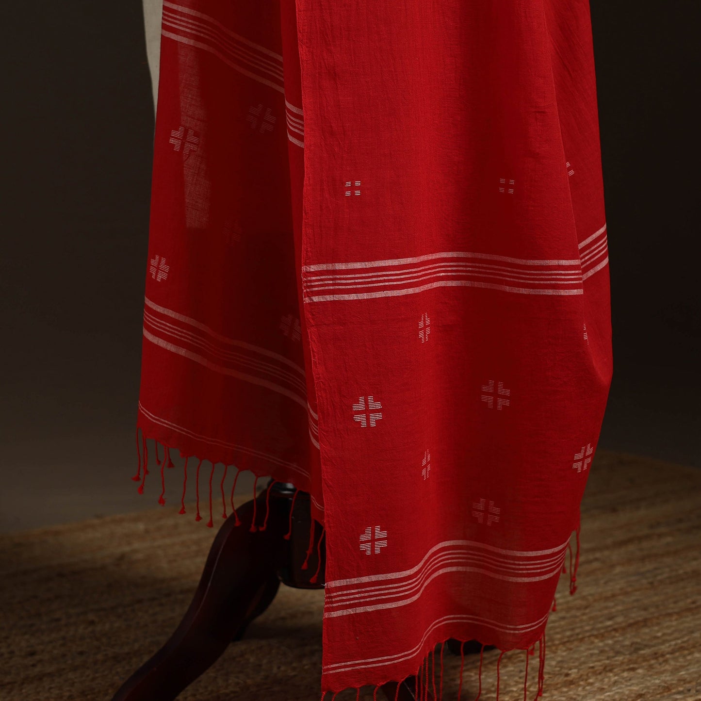 Handloom cotton burdwan jamdani dupatta 04 - handcrafted