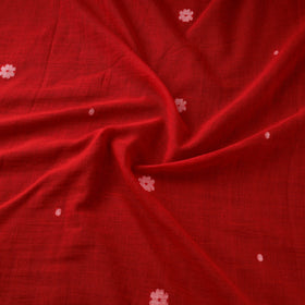 Red Handloom Cotton Burdwan Jamdani Fabric 