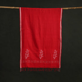 Handloom cotton burdwan jamdani stole with tassels 14