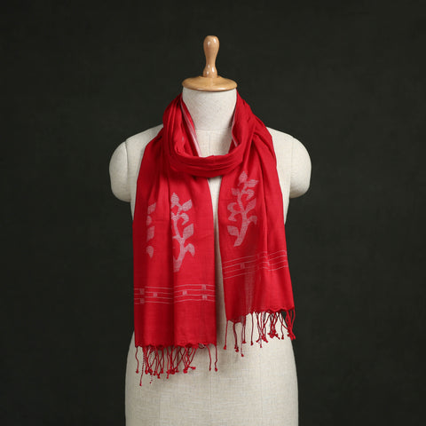 Handloom cotton burdwan jamdani stole with tassels 14