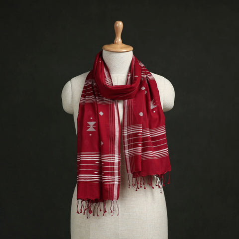 Handloom cotton burdwan jamdani stole with tassels 27