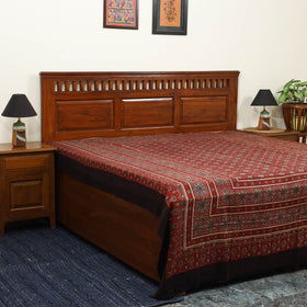 Red - handloom cotton double bed sheet (108 x 90 in) 04