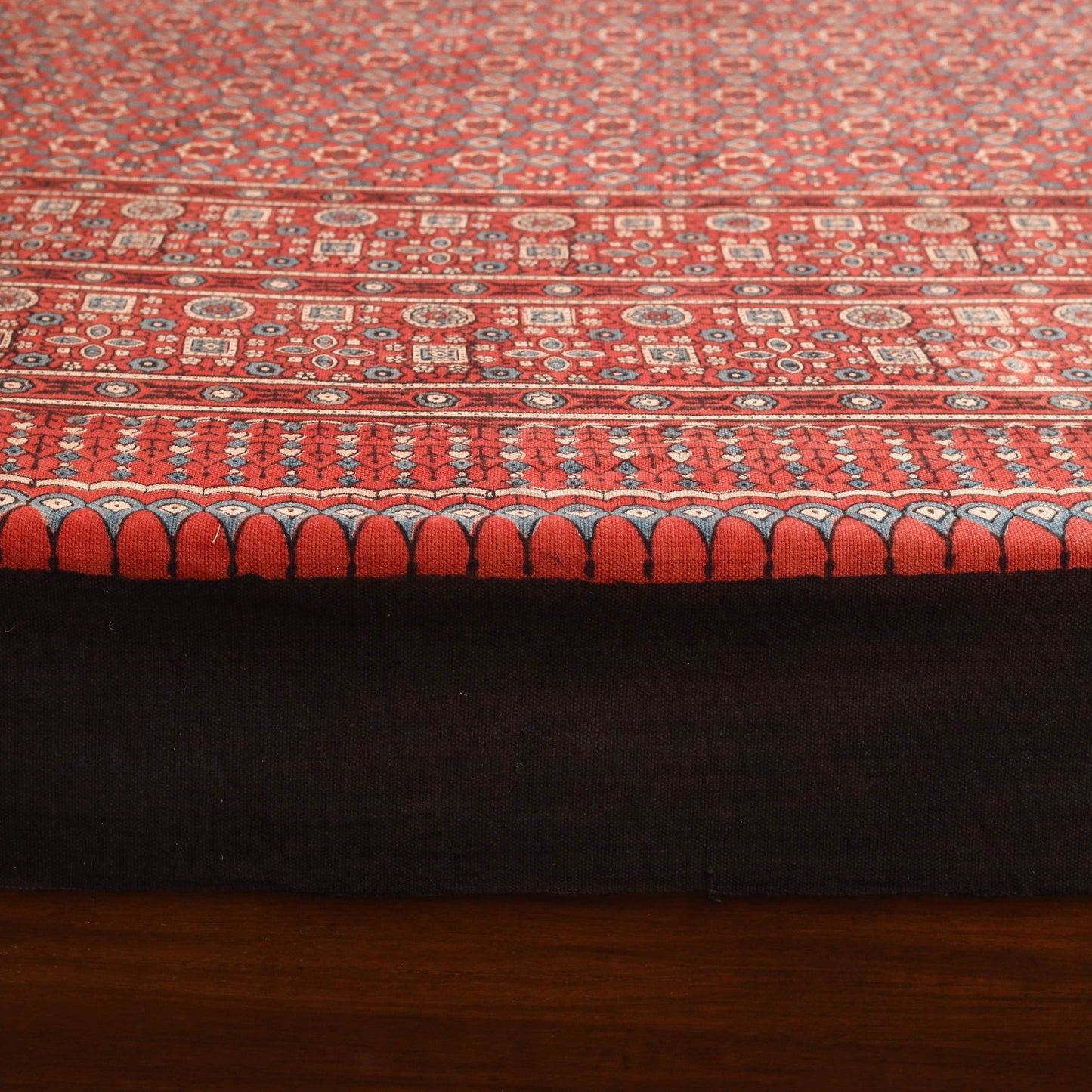 Red Handloom Cotton Block Print Double Ajrakh Bed Sheet