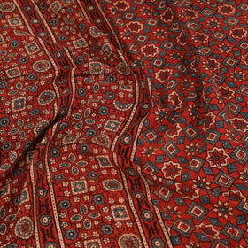 Red Handloom Cotton Block Print Double Ajrakh Bed Sheet