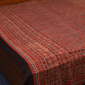 Red Handloom Cotton Block Print Double Ajrakh Bed Sheet
