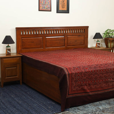 Red - handloom cotton double bed sheet (108 x 90 in) 09