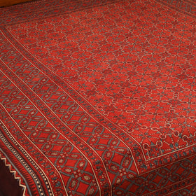Red Handloom Cotton Block Print Double Ajrakh Bed Sheet
