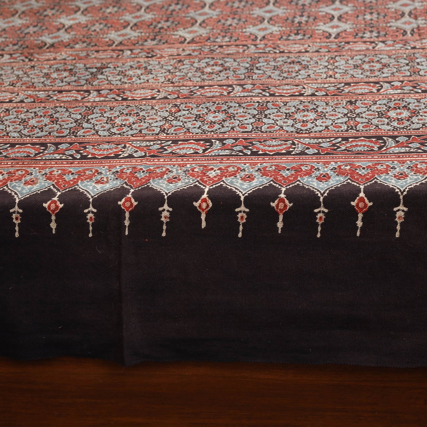 Red - handloom cotton double bed sheet (108 x 90 in) 20