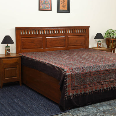 Red - handloom cotton double bed sheet (108 x 90 in) 20