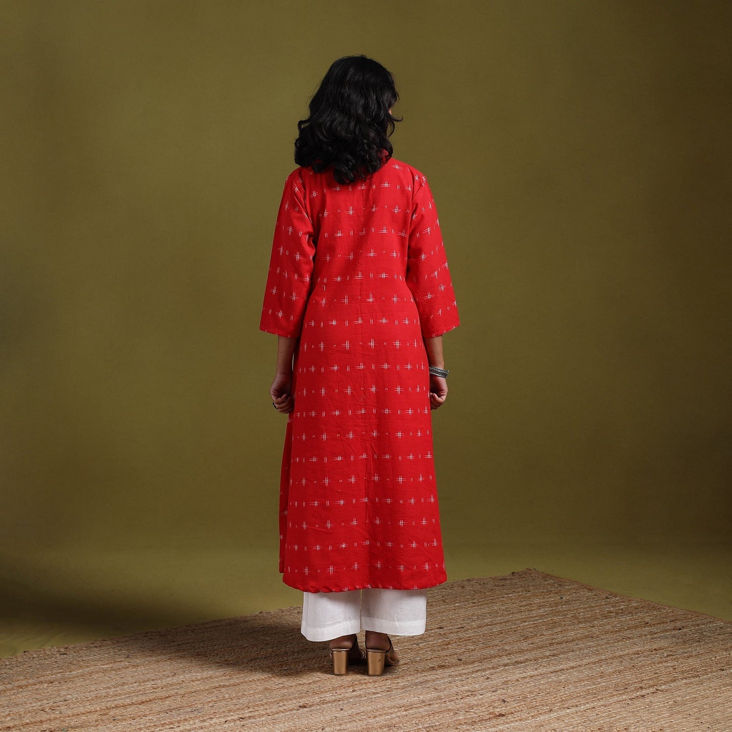 Handloom cotton a-line pochampally double ikat kurta